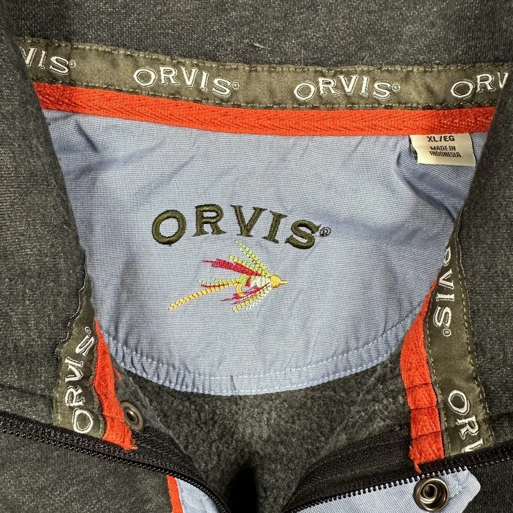 Orvis‎ Pullover Mens XL Gray Quarter Snap Mock Neck Cotton Blend Outdoor Sweater